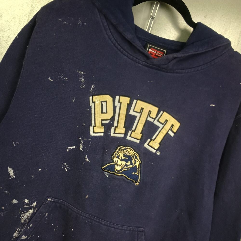 Pitt Pittsburgh University College Vintage Y2K Paint Distressed Hoodie Large